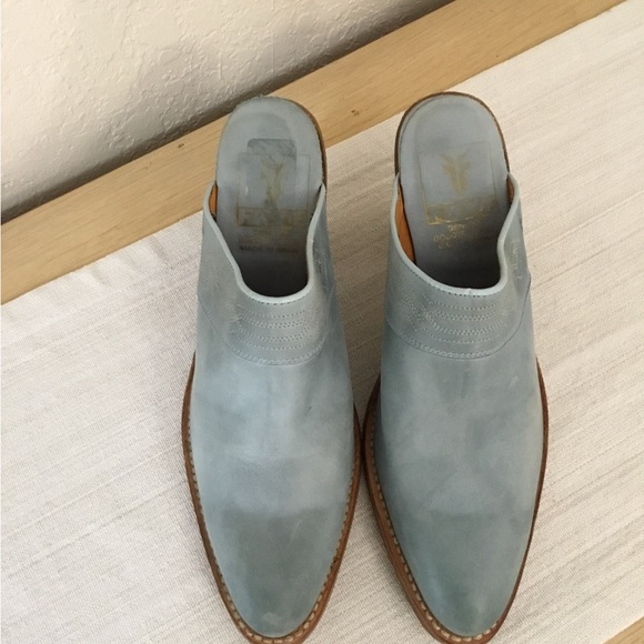 Frye Women’s Mules Size 8.5 M blue Color Leather Western Genuine Goodyear Welt - Picture 4 of 10